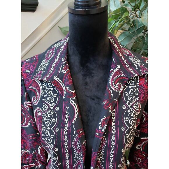 Coldwater Creek Women's Red & Black Cotton Long Sleeve Cropped Jacket Blazer 10 - Picture 4 of 15